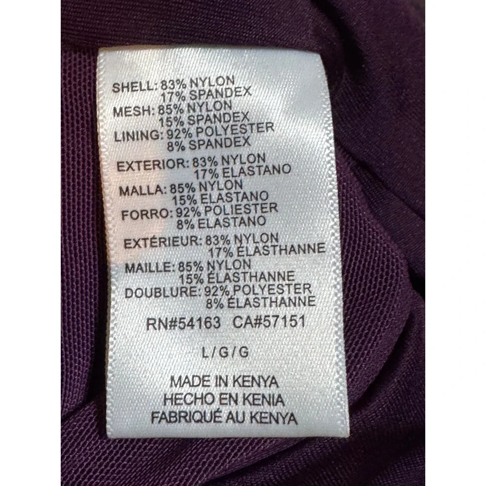 DKNY Womens Purple Ruched One Piece Swimsuit Tummy Control Large NWOT - Picture 6 of 7